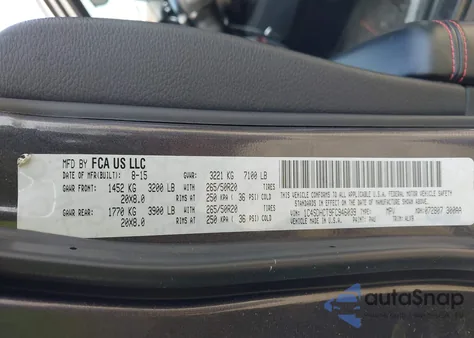 2015 Dodge Durango R/T z USA, uszkodzony, nr VIN 1C4SDHCT9FC946039